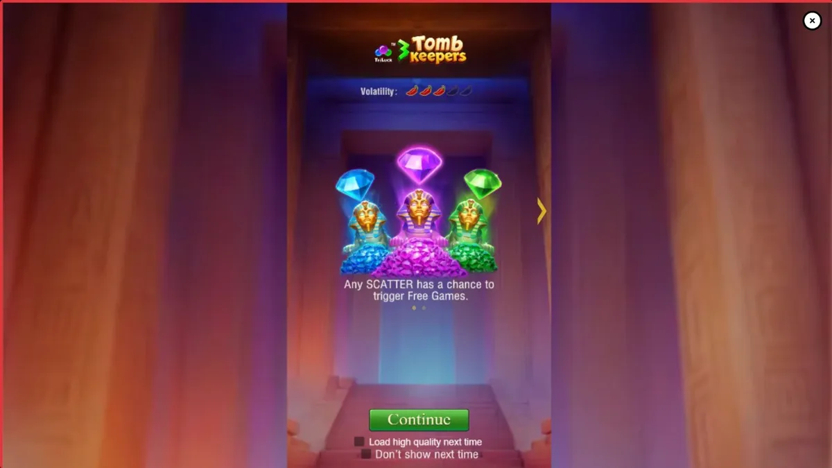 Pemandangan atmosferik makam Mesir kuno dalam slot 3 Tomb Keepers